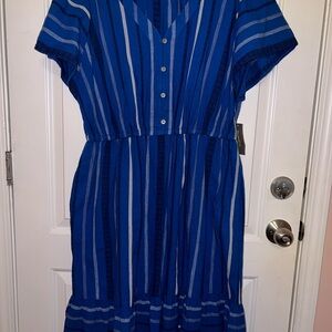 Style & Co. Navy and Light Blue Striped Dress